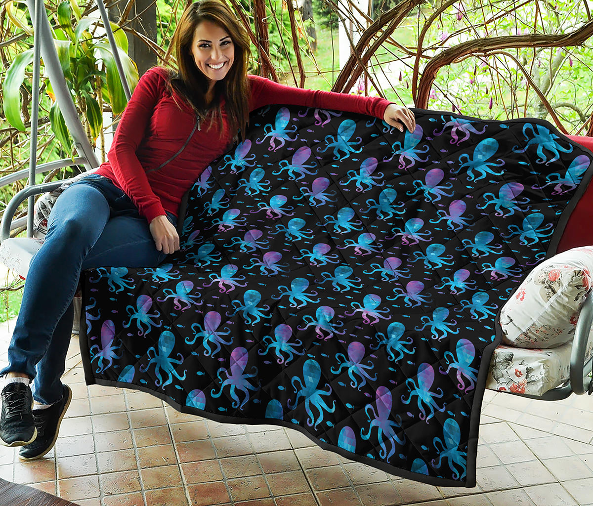 Purple And Teal Octopus Pattern Print Quilt