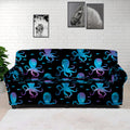 Purple And Teal Octopus Pattern Print Sofa Cover