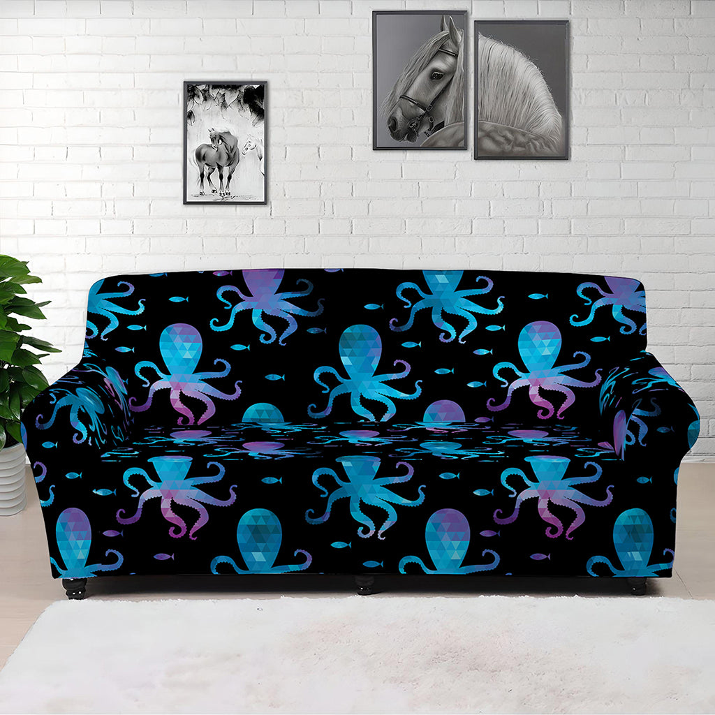 Purple And Teal Octopus Pattern Print Sofa Cover