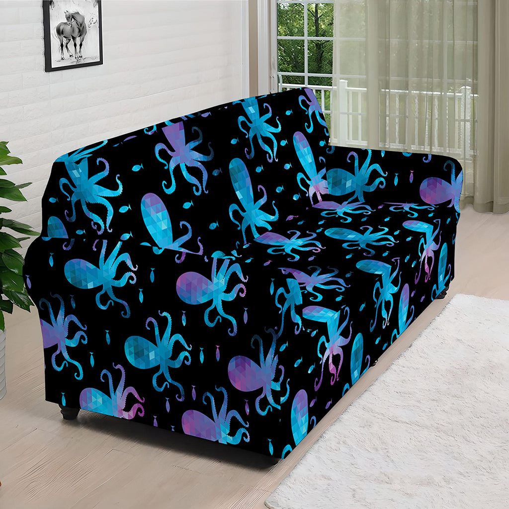 Purple And Teal Octopus Pattern Print Sofa Cover