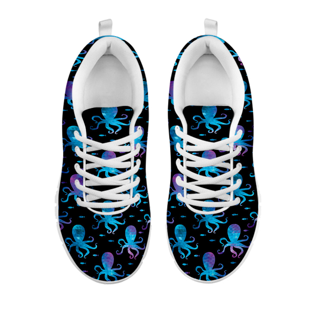 Purple And Teal Octopus Pattern Print White Sneakers
