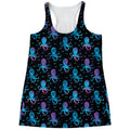 Purple And Teal Octopus Pattern Print Women's Racerback Tank Top