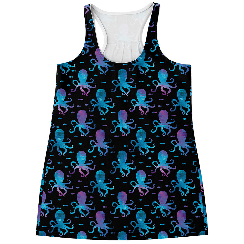 Purple And Teal Octopus Pattern Print Women's Racerback Tank Top
