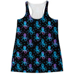 Purple And Teal Octopus Pattern Print Women's Racerback Tank Top