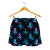 Purple And Teal Octopus Pattern Print Women's Shorts
