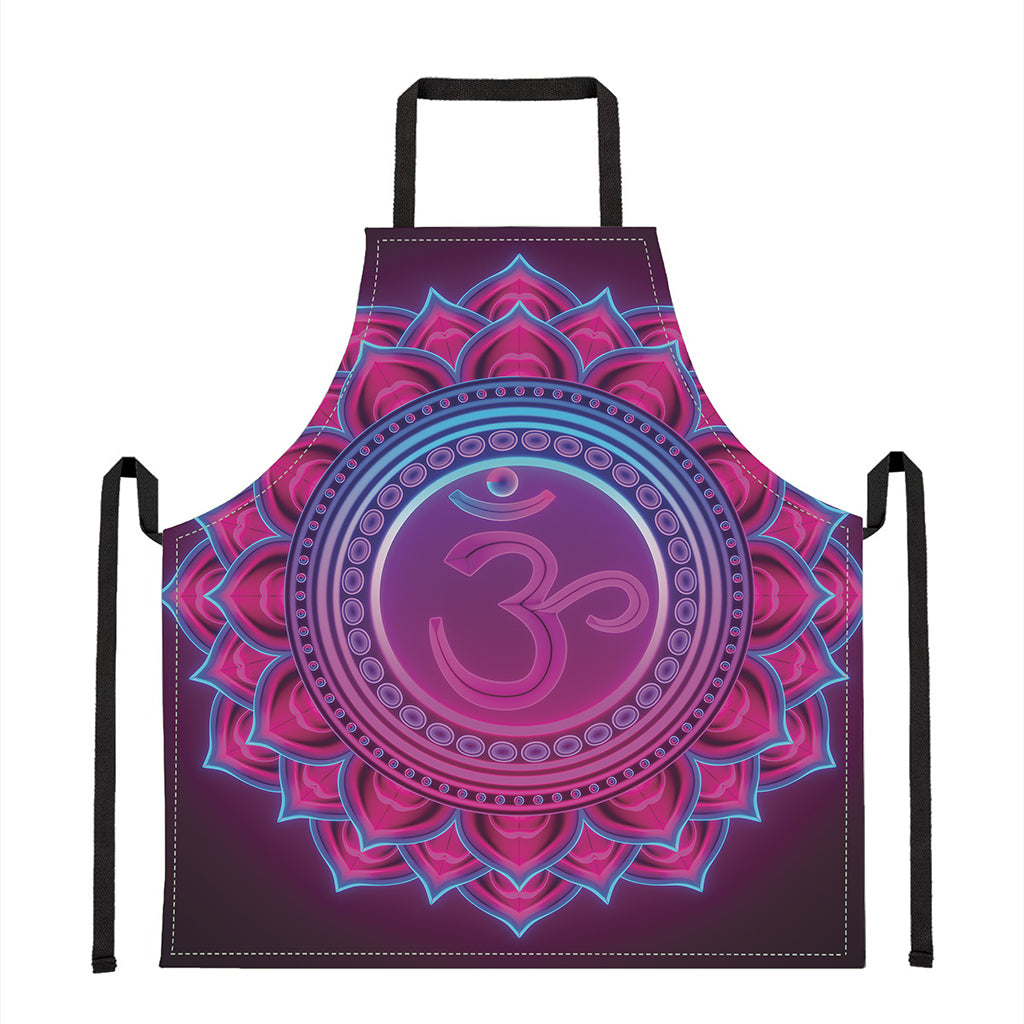 Purple And Teal Om Mandala Print Apron