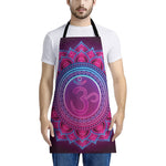 Purple And Teal Om Mandala Print Apron