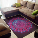 Purple And Teal Om Mandala Print Area Rug