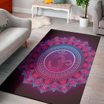 Purple And Teal Om Mandala Print Area Rug