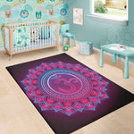Purple And Teal Om Mandala Print Area Rug
