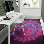 Purple And Teal Om Mandala Print Area Rug