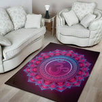Purple And Teal Om Mandala Print Area Rug