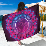 Purple And Teal Om Mandala Print Beach Sarong Wrap