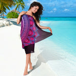 Purple And Teal Om Mandala Print Beach Sarong Wrap