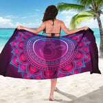 Purple And Teal Om Mandala Print Beach Sarong Wrap
