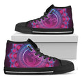 Purple And Teal Om Mandala Print Black High Top Sneakers