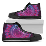 Purple And Teal Om Mandala Print Black High Top Shoes
