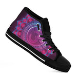 Purple And Teal Om Mandala Print Black High Top Shoes