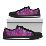 Purple And Teal Om Mandala Print Black Low Top Shoes 