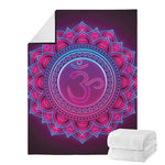 Purple And Teal Om Mandala Print Blanket