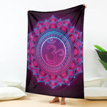 Purple And Teal Om Mandala Print Blanket