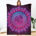 Purple And Teal Om Mandala Print Blanket