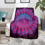 Purple And Teal Om Mandala Print Blanket