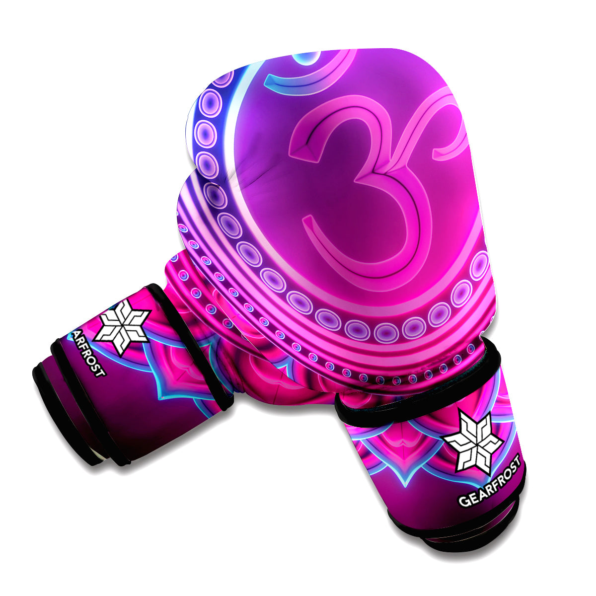 Purple And Teal Om Mandala Print Boxing Gloves