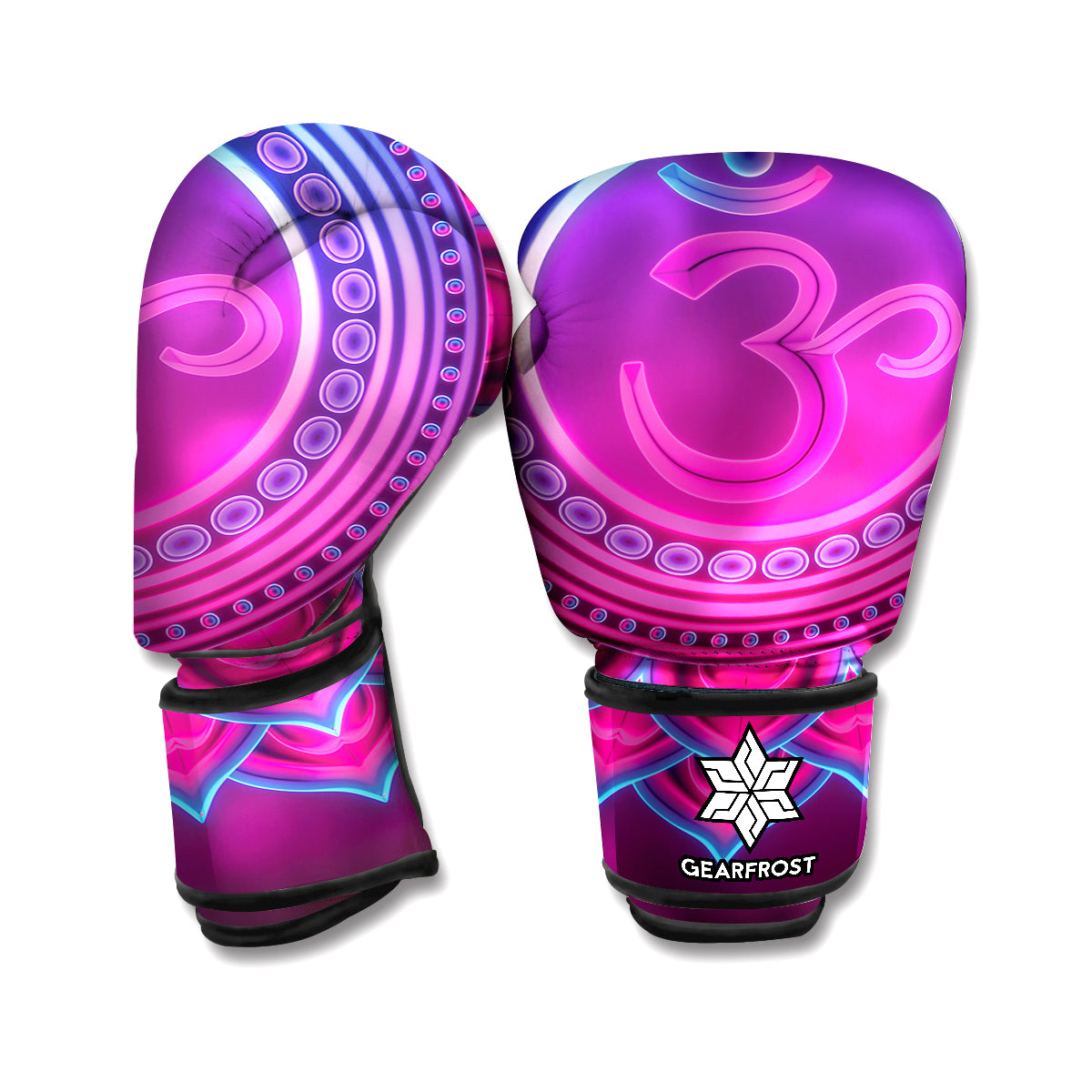 Purple And Teal Om Mandala Print Boxing Gloves