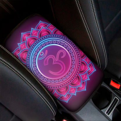 Purple And Teal Om Mandala Print Car Center Console Cover