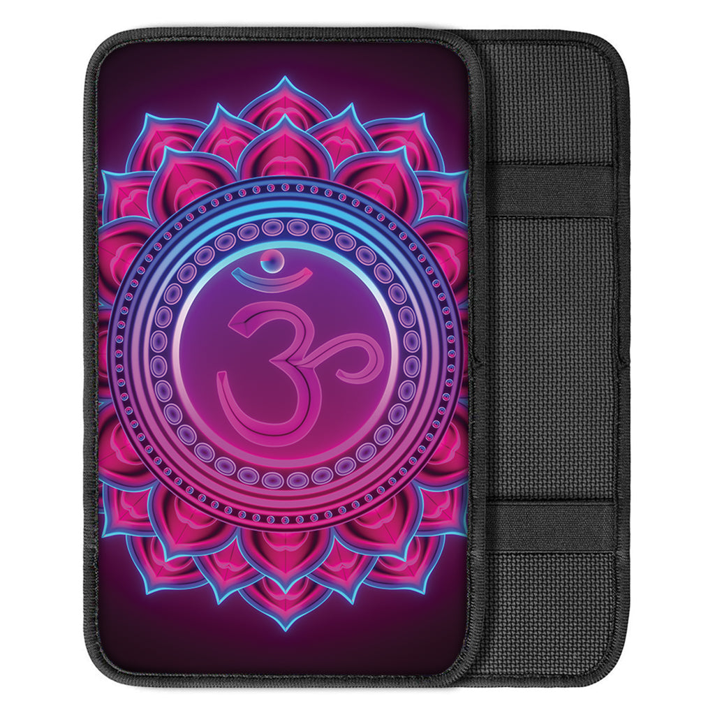 Purple And Teal Om Mandala Print Car Center Console Cover