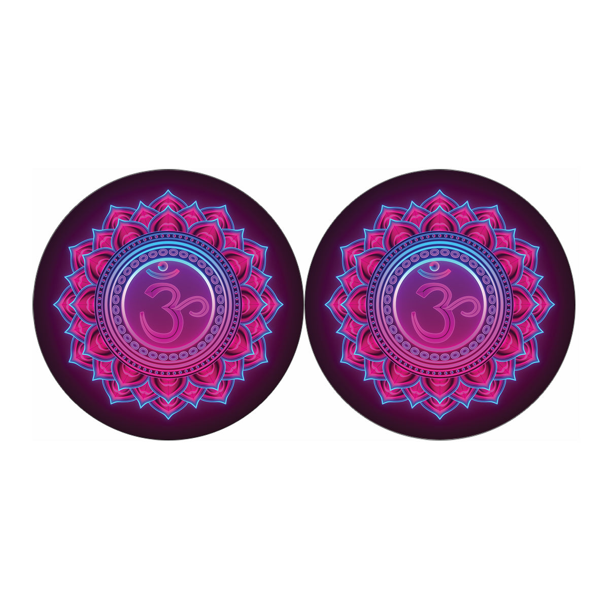 Purple And Teal Om Mandala Print Car Coasters