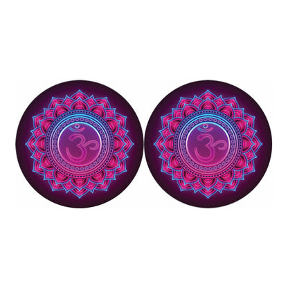 Purple And Teal Om Mandala Print Car Coasters