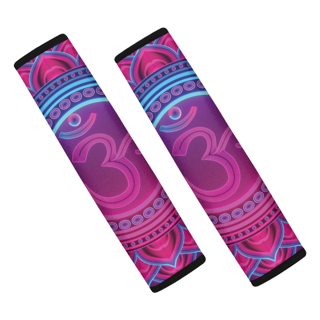 Purple And Teal Om Mandala Print Car Seat Belt Covers