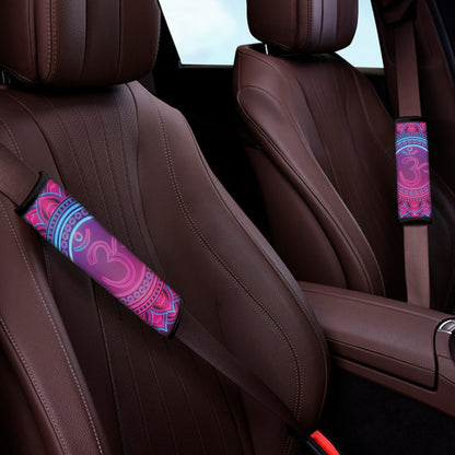 Purple And Teal Om Mandala Print Car Seat Belt Covers