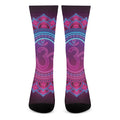 Purple And Teal Om Mandala Print Crew Socks