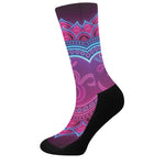 Purple And Teal Om Mandala Print Crew Socks