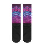 Purple And Teal Om Mandala Print Crew Socks