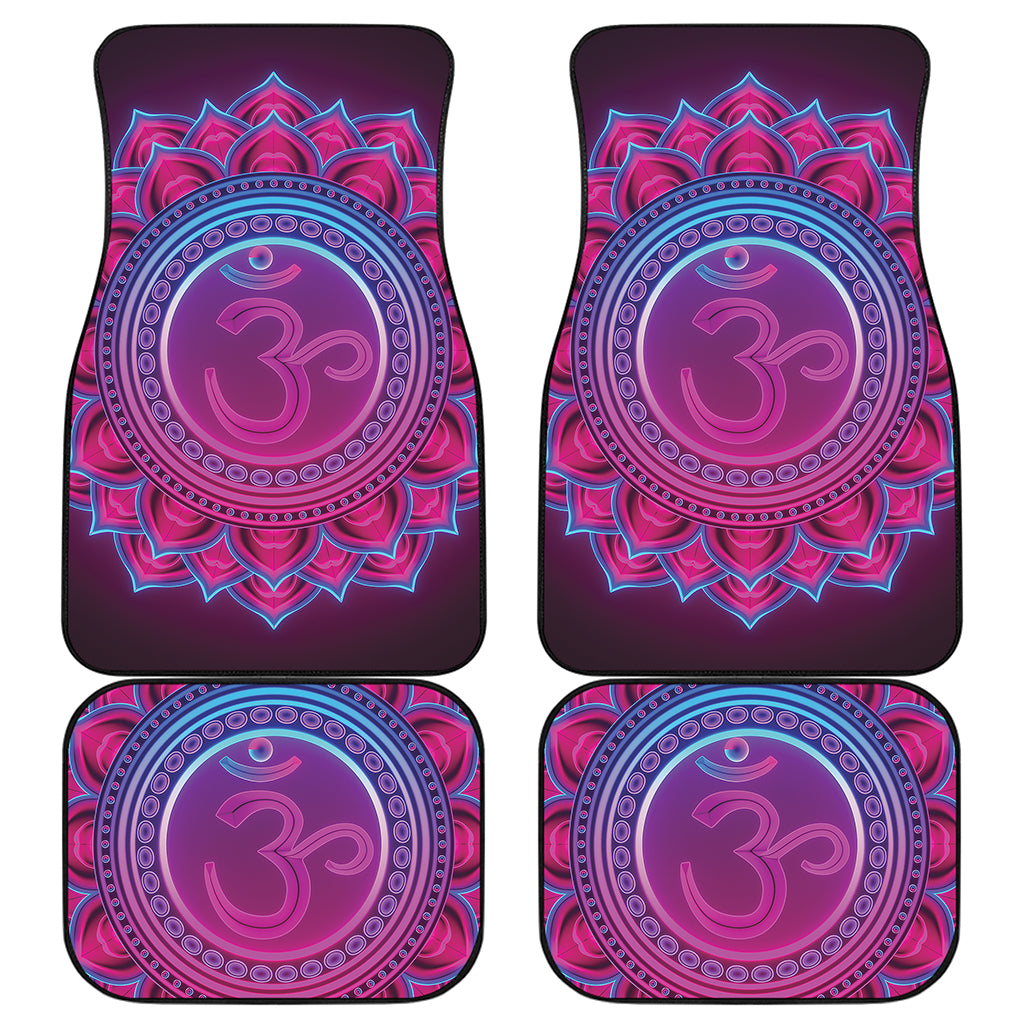 Purple And Teal Om Mandala Print Front and Back Car Floor Mats