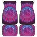 Purple And Teal Om Mandala Print Front and Back Car Floor Mats