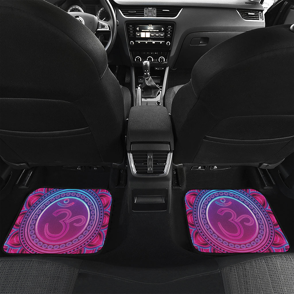 Purple And Teal Om Mandala Print Front and Back Car Floor Mats