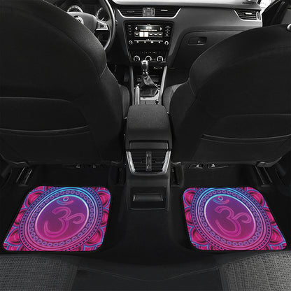 Purple And Teal Om Mandala Print Front and Back Car Floor Mats