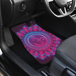 Purple And Teal Om Mandala Print Front and Back Car Floor Mats