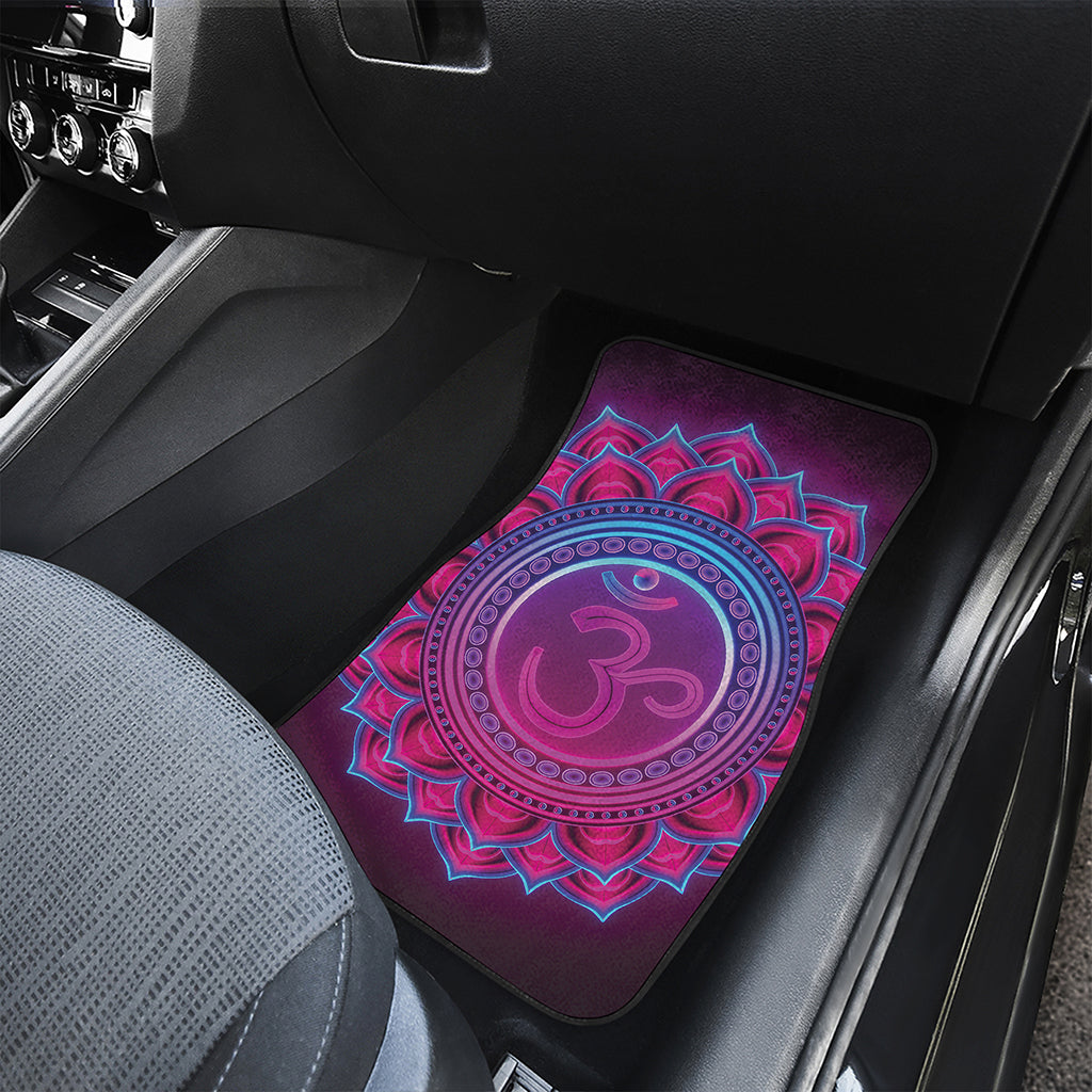 Purple And Teal Om Mandala Print Front and Back Car Floor Mats