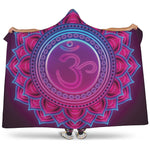 Purple And Teal Om Mandala Print Hooded Blanket