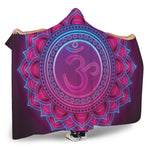 Purple And Teal Om Mandala Print Hooded Blanket