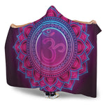 Purple And Teal Om Mandala Print Hooded Blanket