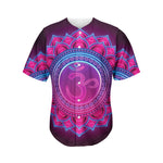 Purple And Teal Om Mandala Print Men's Baseball Jersey
