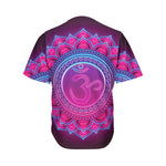 Purple And Teal Om Mandala Print Men's Baseball Jersey