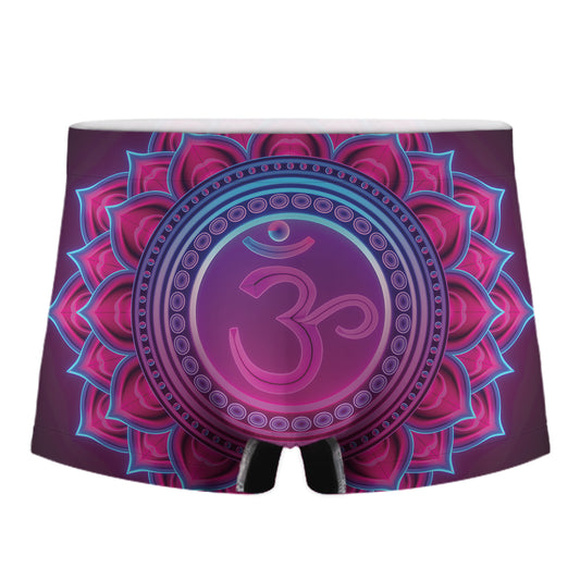 Purple And Teal Om Mandala Print Men's Boxer Briefs